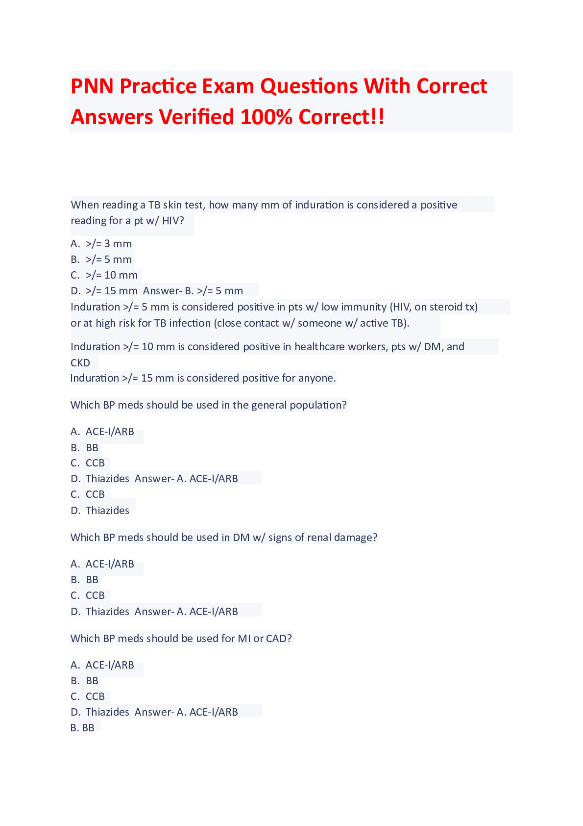 Preview image for PNN Practice Exam Questions With Correct Answers Verified 100 Correct 2025_compressed