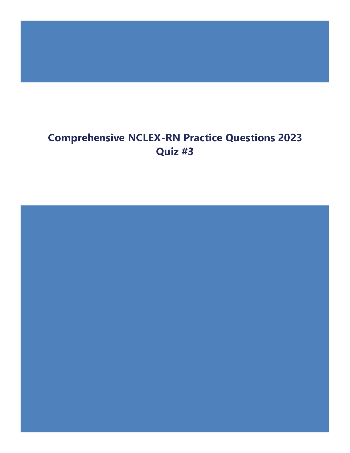 Preview of Comprehensive NCLEX-RN Practice Questions 2023 Quiz #3