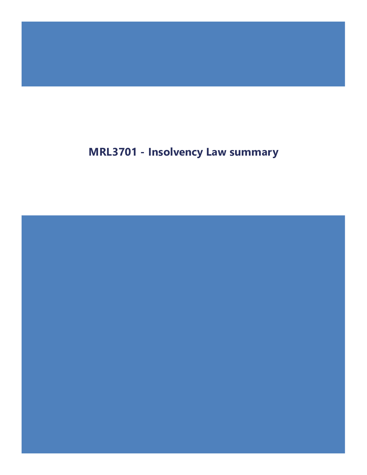 Preview of MRL3701 - Insolvency Law summary