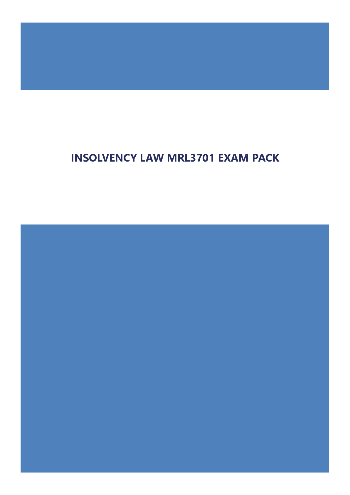Preview of INSOLVENCY LAW MRL3701 EXAM PACK