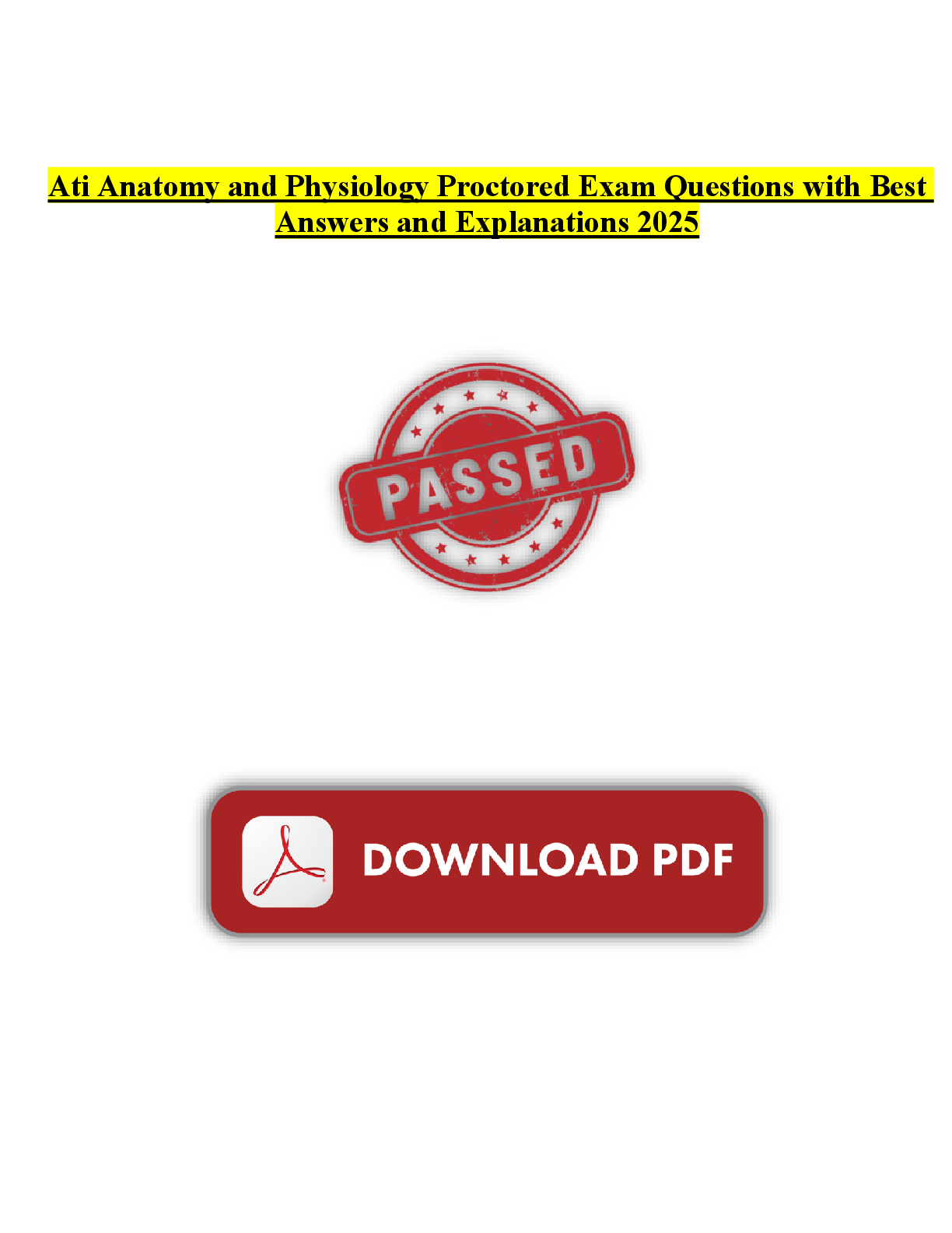 Preview image for Ati Anatomy and Physiology Proctored Exam Questions with Best Answers and Explanations 2025