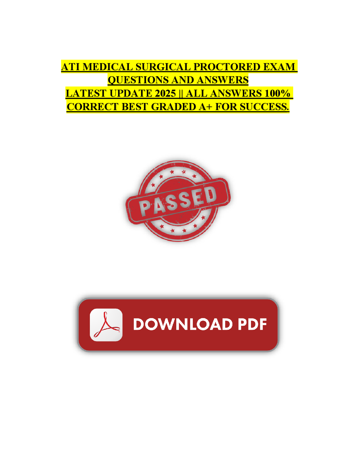 Preview image for ATI MEDICAL SURGICAL PROCTORED EXAM QUESTIONS AND ANSWERS LATEST UPDATE 2025 || ALL ANSWERS 100% CORRECT BEST GRADED A+ FOR SUCCESS.