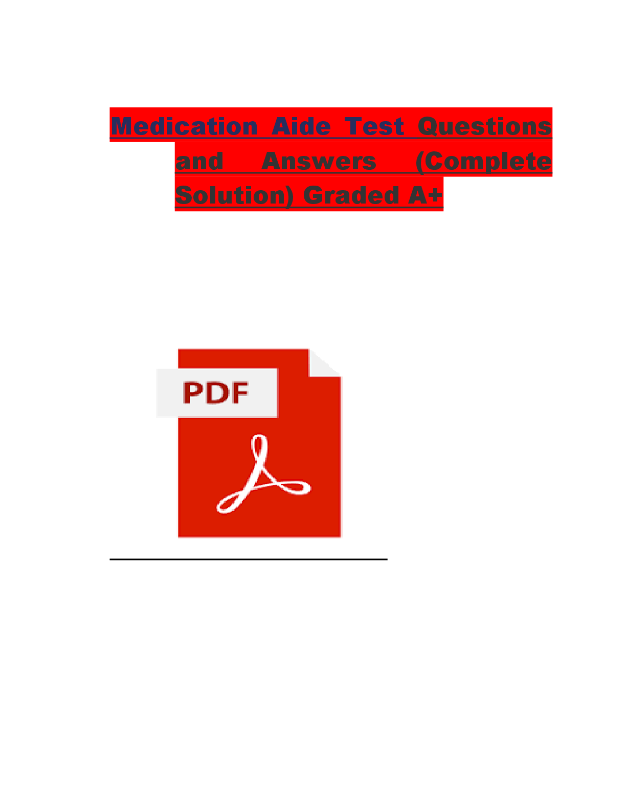Preview of Medication Aide TEST Updated Questions and Answers (2024/2025) (Verified Answers)