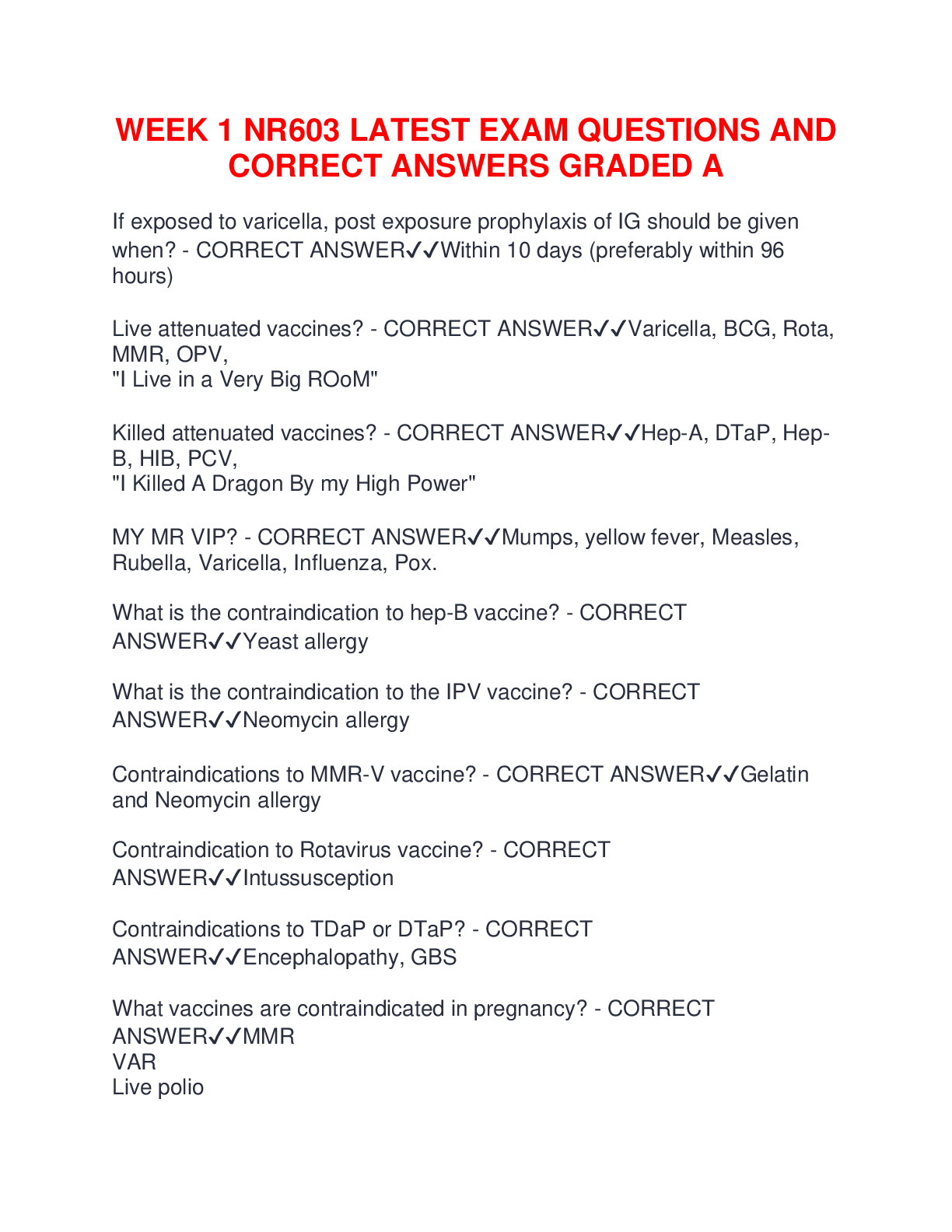 Preview of WEEK 1 NR603 LATEST EXAM QUESTIONS AND CORRECT ANSWERS GRADED A