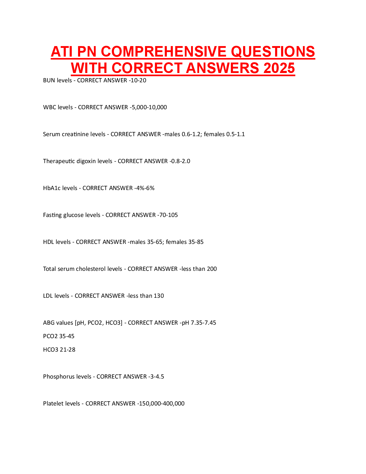 ATI PN COMPREHENSIVE QUESTIONS WITH CORRECT ANSWERS 2025 | ScholarFriends