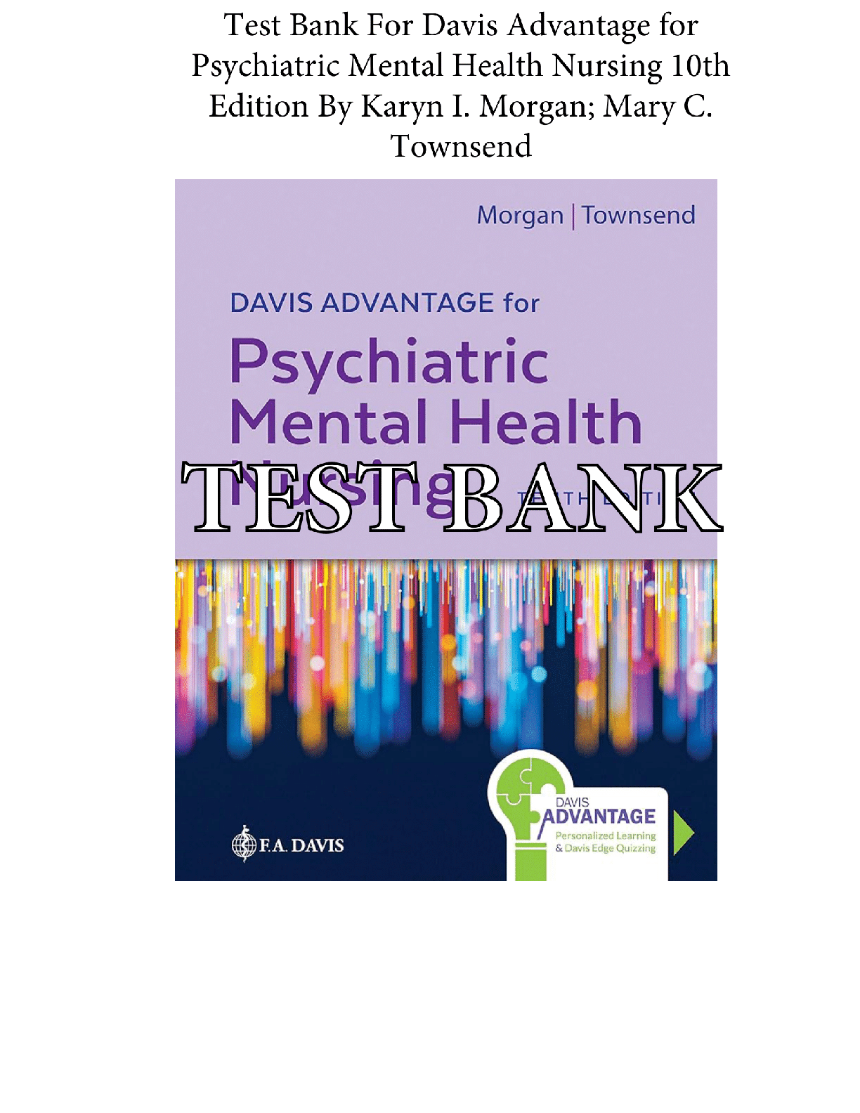 Preview of Test bank for davis advantage for psychiatric mental health nursing 10th edition by karyn i morgan
