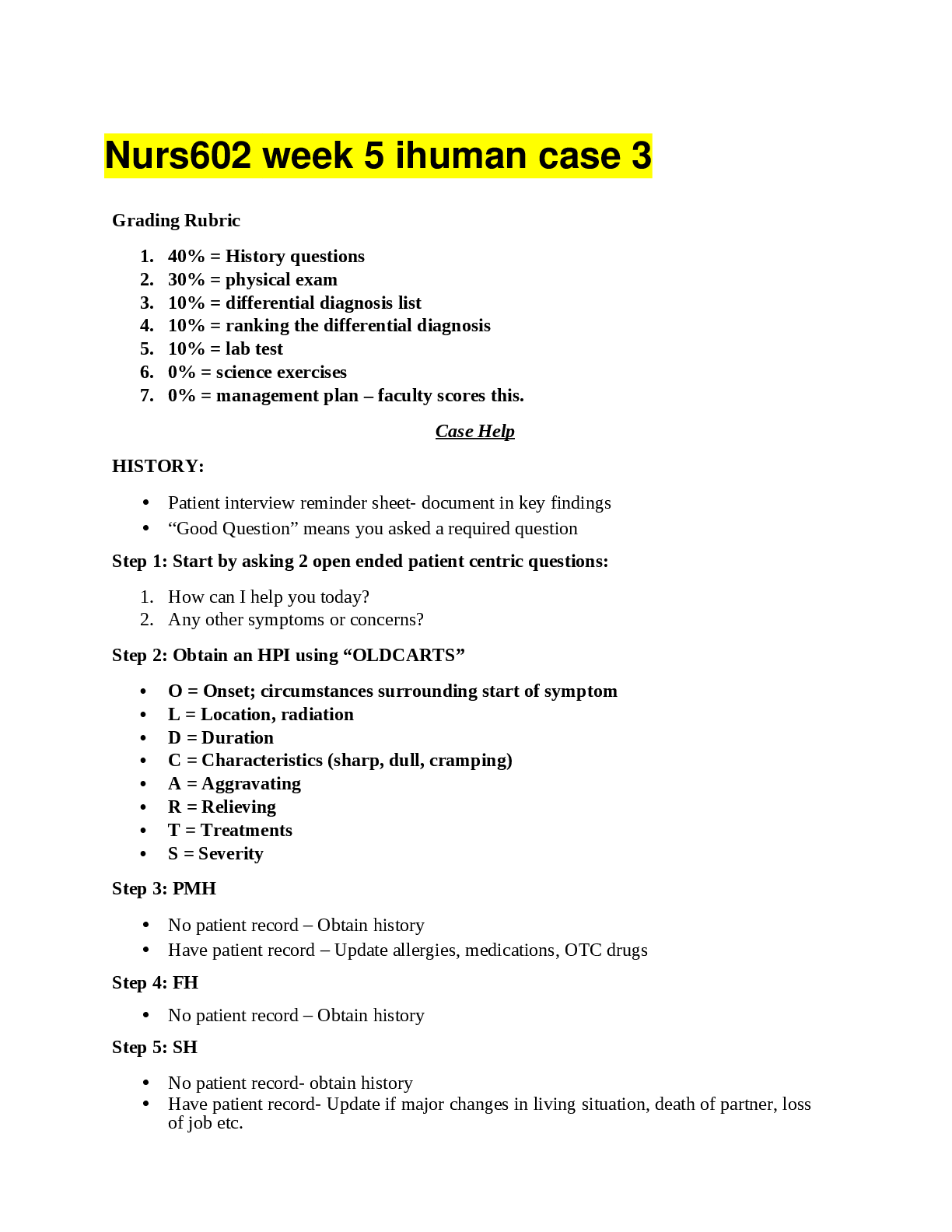 Preview of Nurs 602 week 5 ihuman case 3