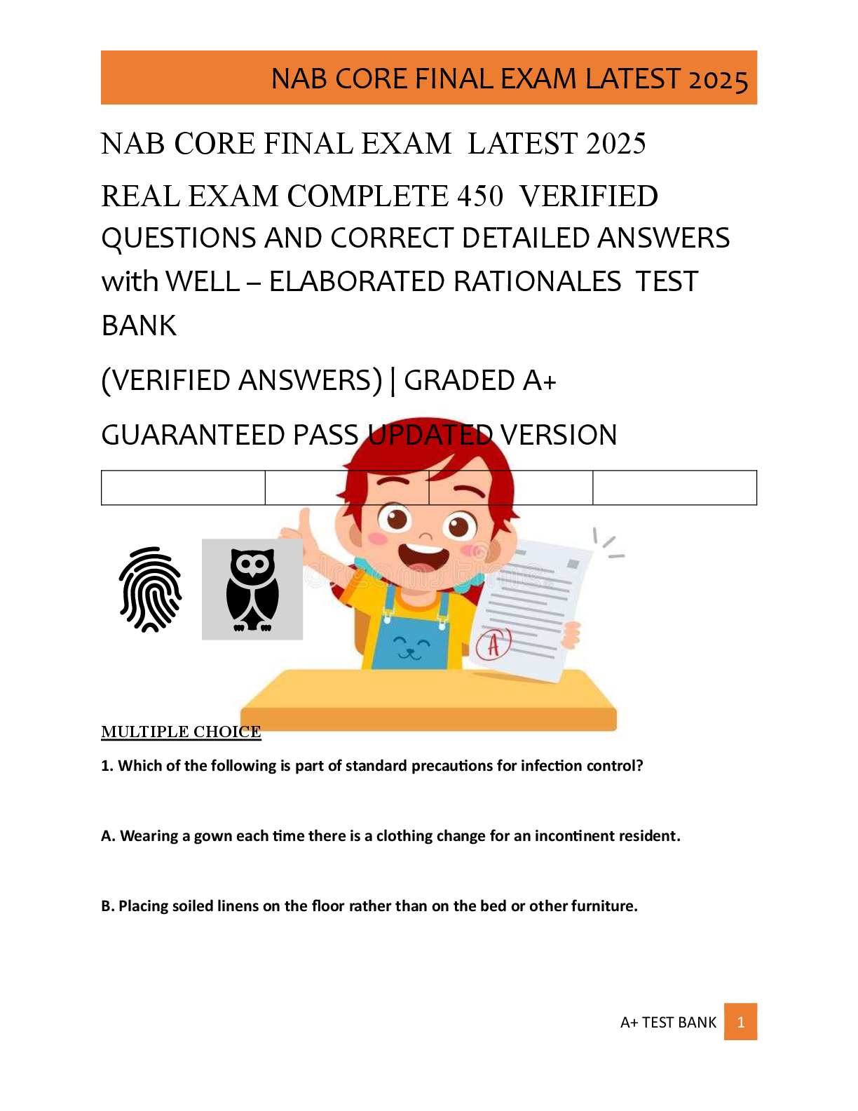 NAB CORE FINAL EXAM  LATEST 2025   REAL EXAM COMPLETE 450  VERIFIED  QUESTIONS AND CORRECT DETAILED ANSWERS  with WELL – ELABORATED RATIONALES  TEST  BANK   (VERIFIED ANSWERS) | GRADED A+   GUARANTEED PASS UPDATED VERSION