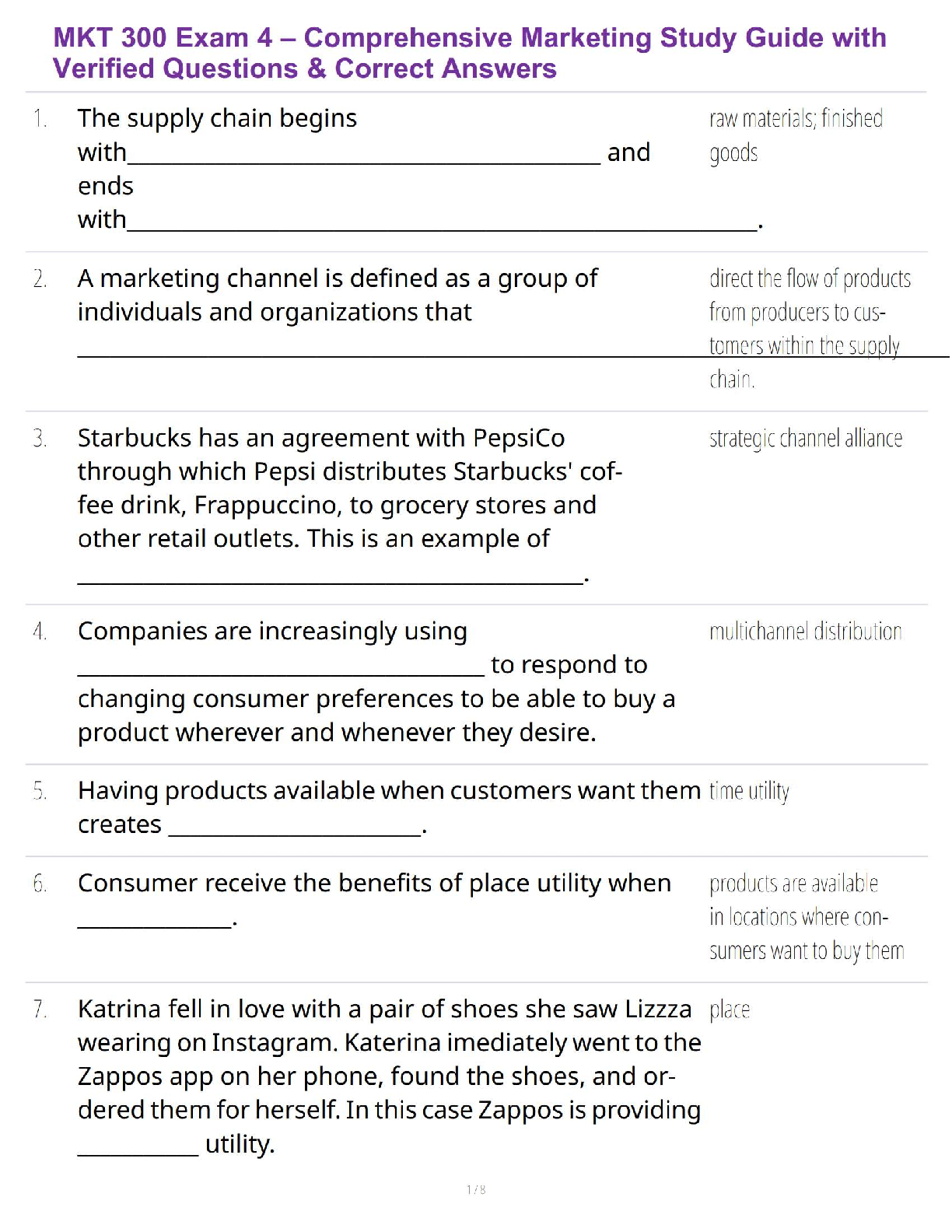 MKT 300 Exam 4 – Comprehensive Marketing Study Guide with Verified Questions & Correct Answers