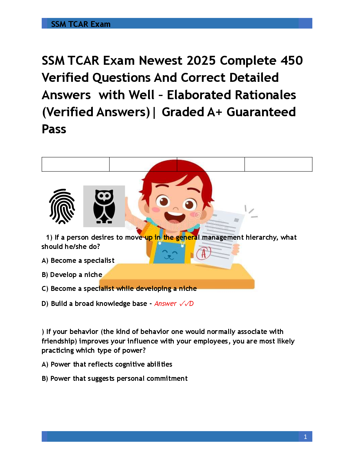 SSM TCAR Exam Newest 2025 Complete 450  Verified Questions And Correct Detailed  Answers  with Well – Elaborated Rationales   (Verified Answers)| Graded A+ Guaranteed  Pass