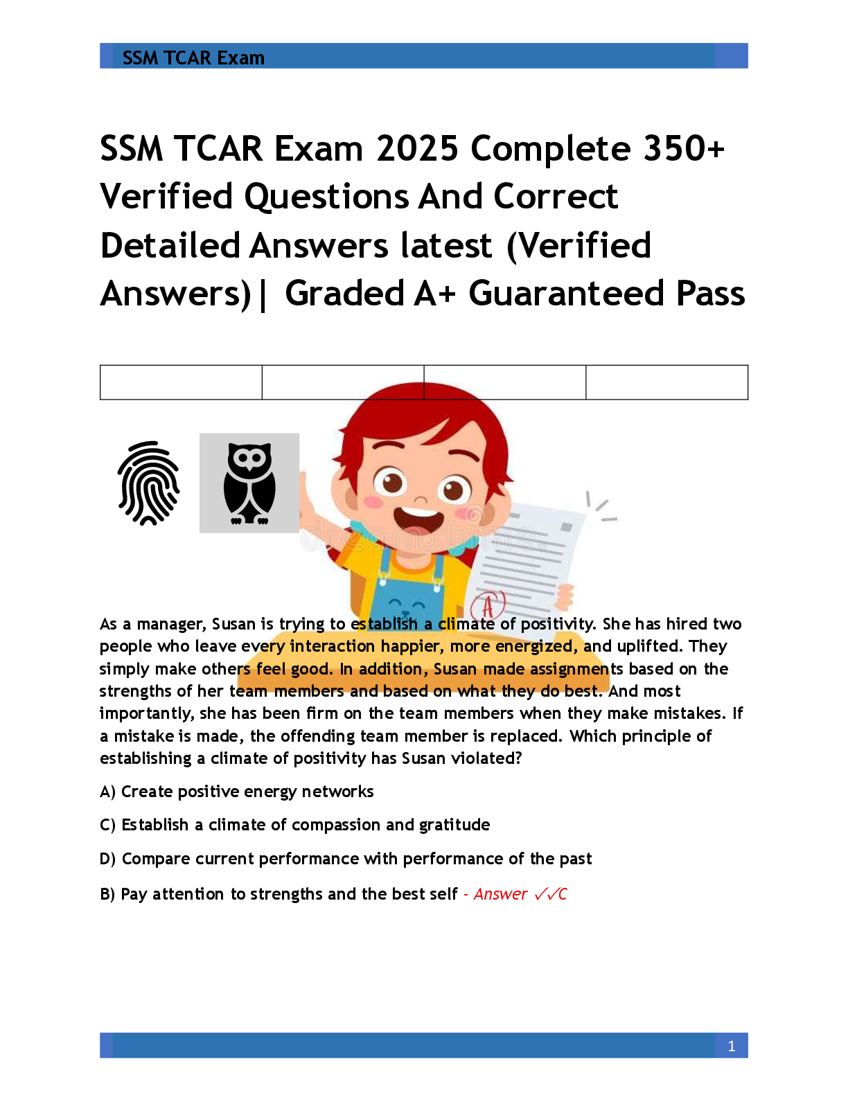 SSM TCAR Exam 2025 Complete 350+  Verified Questions And Correct  Detailed Answers latest (Verified  Answers)| Graded A+ Guaranteed Pass