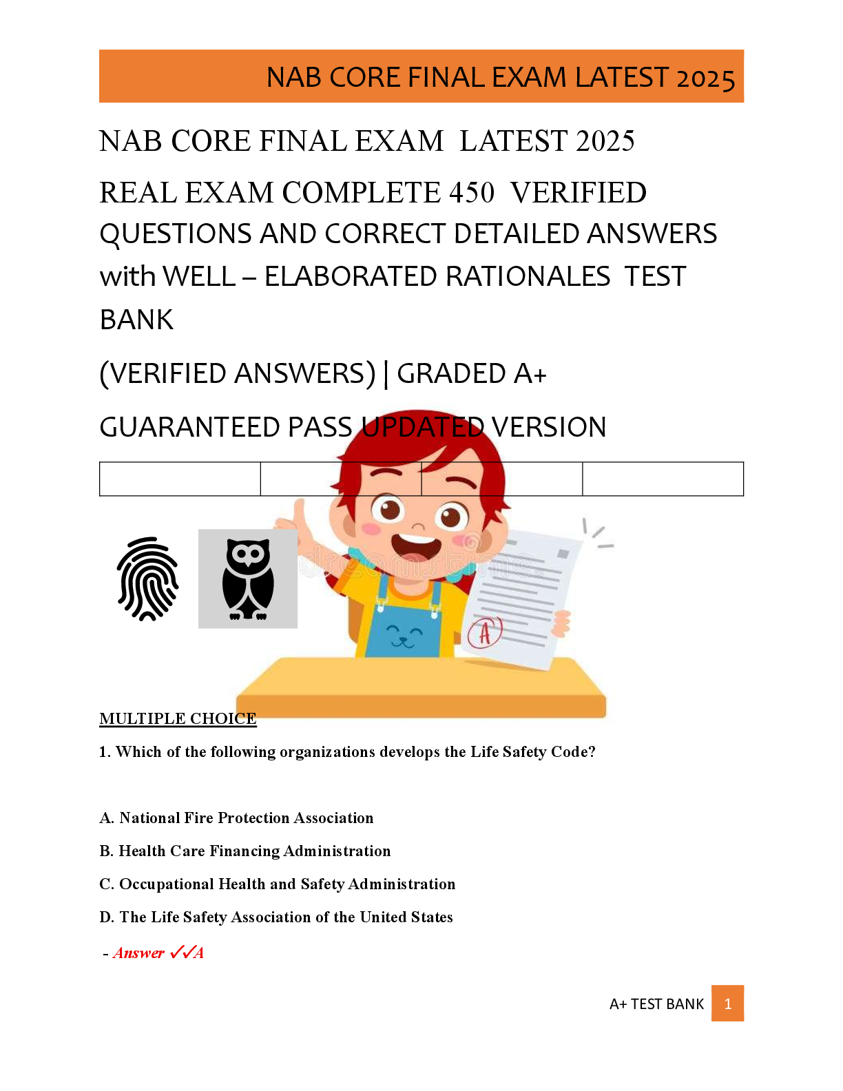 NAB CORE FINAL EXAM  LATEST 2025   REAL EXAM COMPLETE 450  VERIFIED  QUESTIONS AND CORRECT DETAILED ANSWERS  with WELL – ELABORATED RATIONALES  TEST  BANK   (VERIFIED ANSWERS) | GRADED A+   GUARANTEED PASS UPDATED VERSION