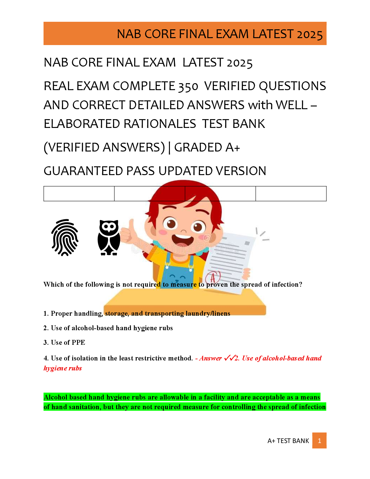 NAB CORE FINAL EXAM  LATEST 2025   REAL EXAM COMPLETE 350  VERIFIED QUESTIONS  AND CORRECT DETAILED ANSWERS with WELL –  ELABORATED RATIONALES  TEST BANK   (VERIFIED ANSWERS) | GRADED A+   GUARANTEED PASS UPDATED VERSION