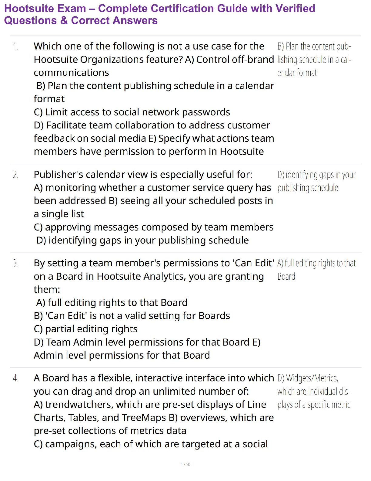 Hootsuite Exam – Complete Certification Guide with Verified Questions & Correct Answers