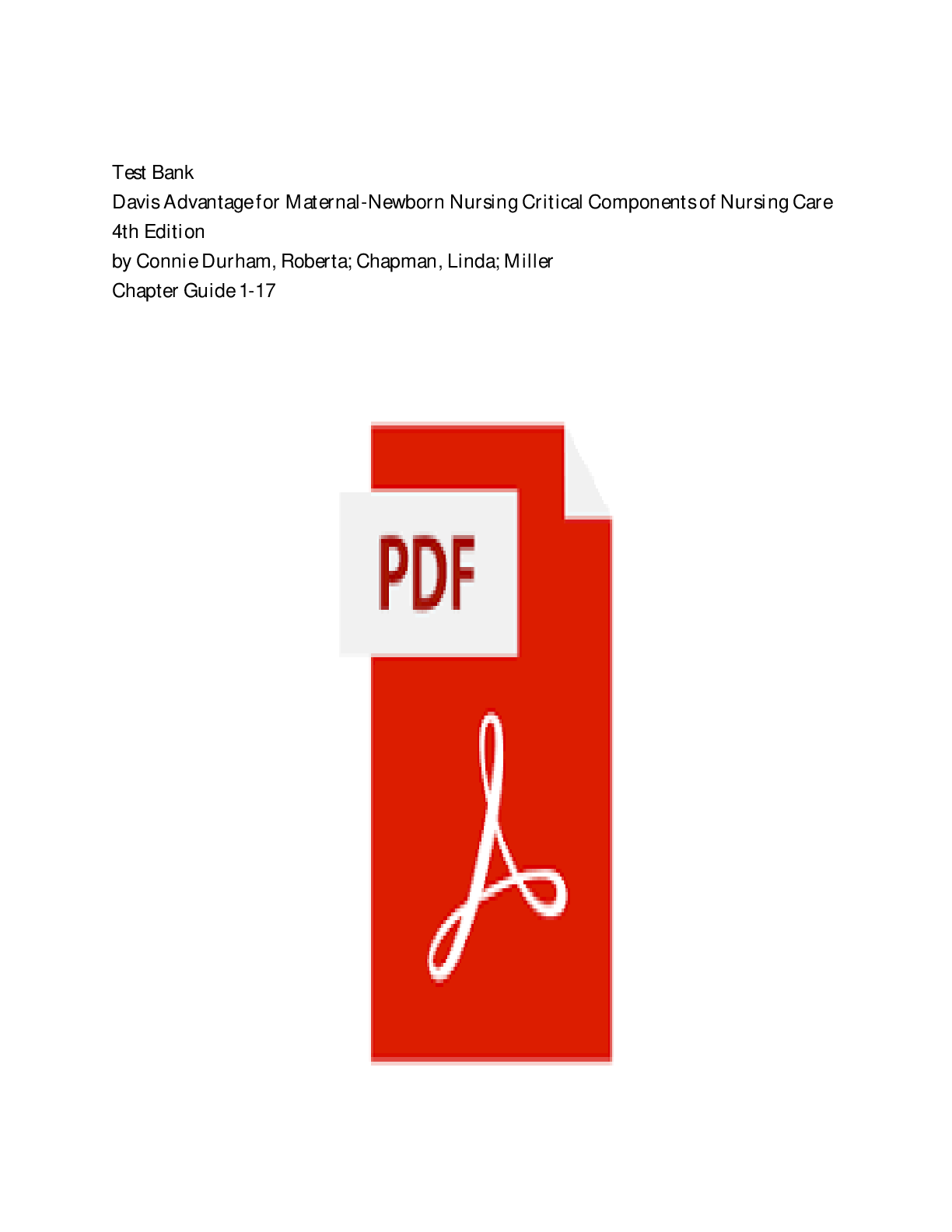 Preview image for Test Bank For Davis Advantage for Maternal Newborn Nursing: Critical Components of Nursing Care,,,Alpha