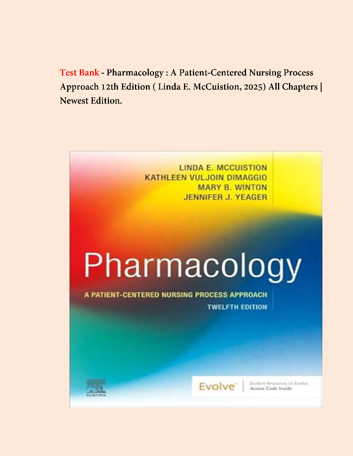 Preview image for Test Bank - Pharmacology : A Patient-Centered Nursing Process Approach 12th Edition ( Linda E. McCuistion, 2025) All Chapters | Newest Edition