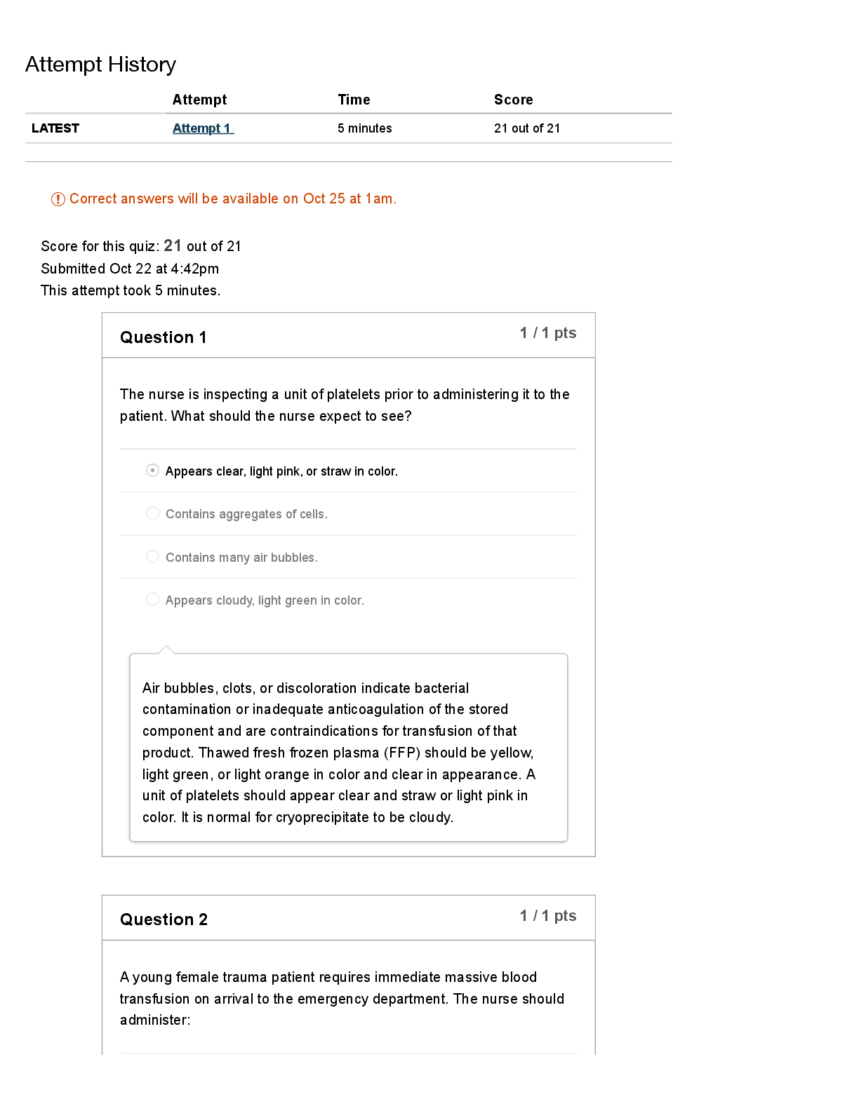Preview of BSN366-02 Concepts of Nursing IV: Blood Therapy Exam (Remotely Proctored)