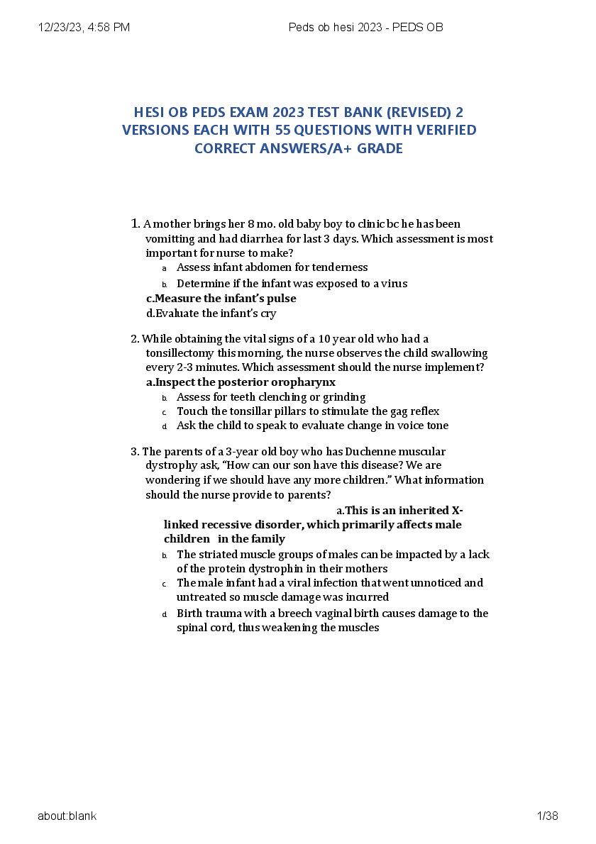 Preview image for Peds ob hesi 2023   PEDS OB.pdfPeds ob hesi 2023   PEDS OB.pdf