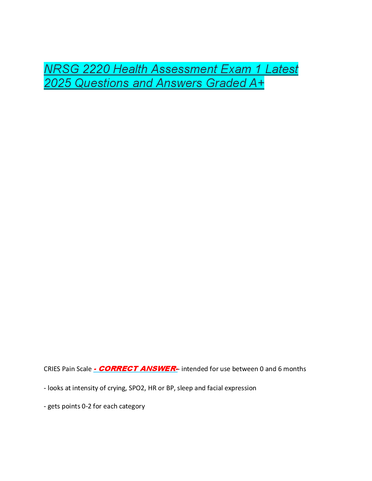 Preview of NURS 2211: Urological and Renal Issues  Questions and Answers Graded A+|Latest 2025