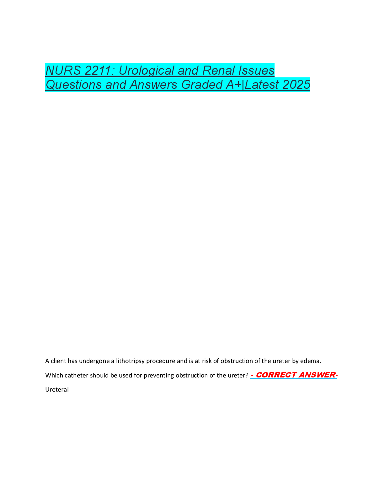 Nursing Pediatrics Exam 1 Questions  and Answers Graded A+|Newest 2025
