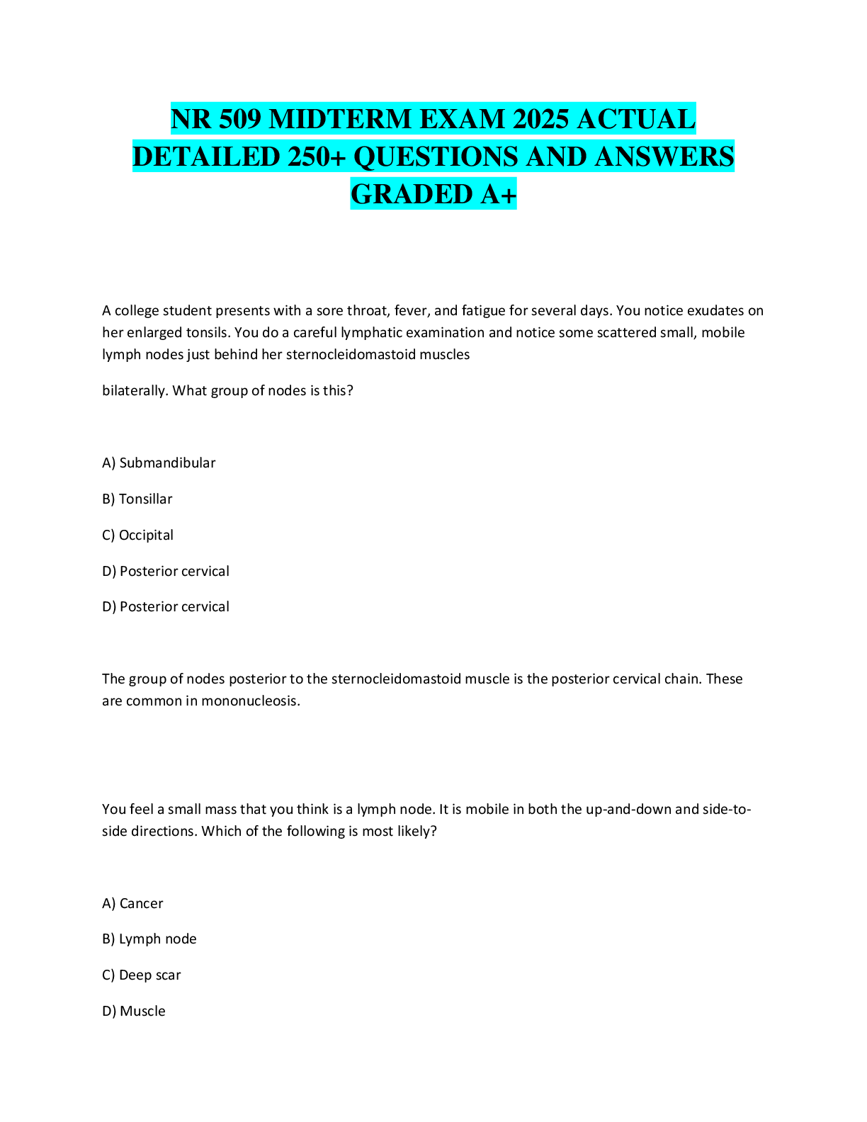 NR 509 MIDTERM EXAM 2025 ACTUAL DETAILED 250+ QUESTIONS AND ANSWERS GRADED A+