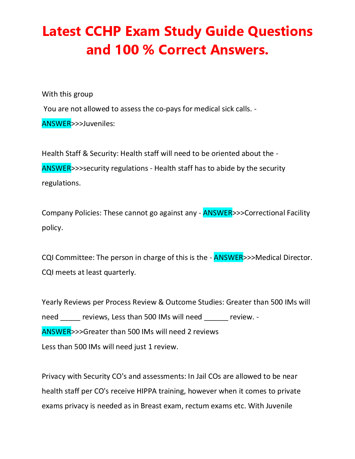 Preview image for Latest CCHP Exam Study_Guide_Questions_and_100___Correct_Answers..pdf