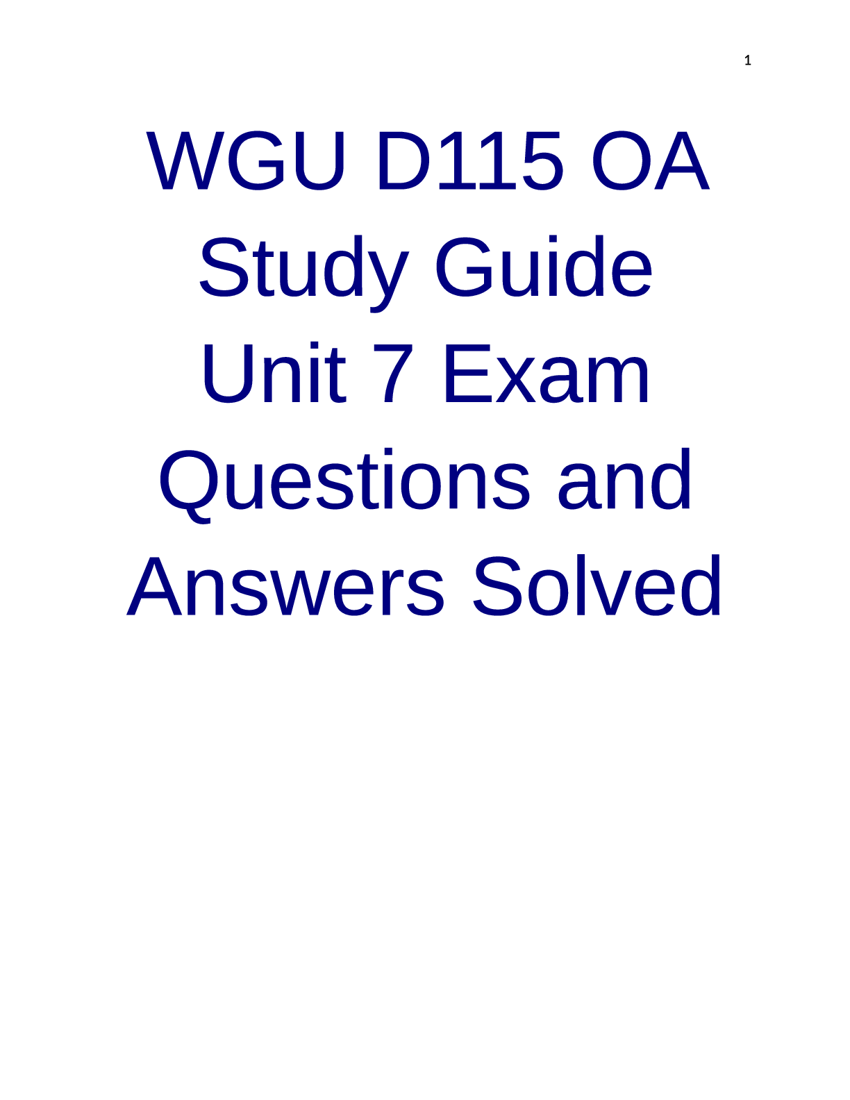 Preview image for WGU D115 OA Study Guide Unit 7 Exam Questions and Answers Solved
