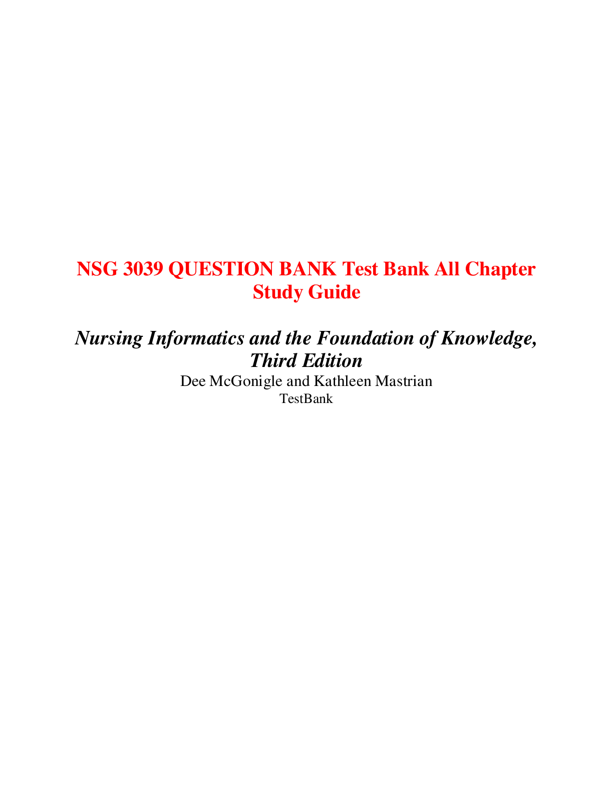 Preview image for All Chapter Quiz, Test Bank-NSG 3039 INFORMATION MANAGEMENT AND TECHNOLOGY- SOUTH UNIVERSITY