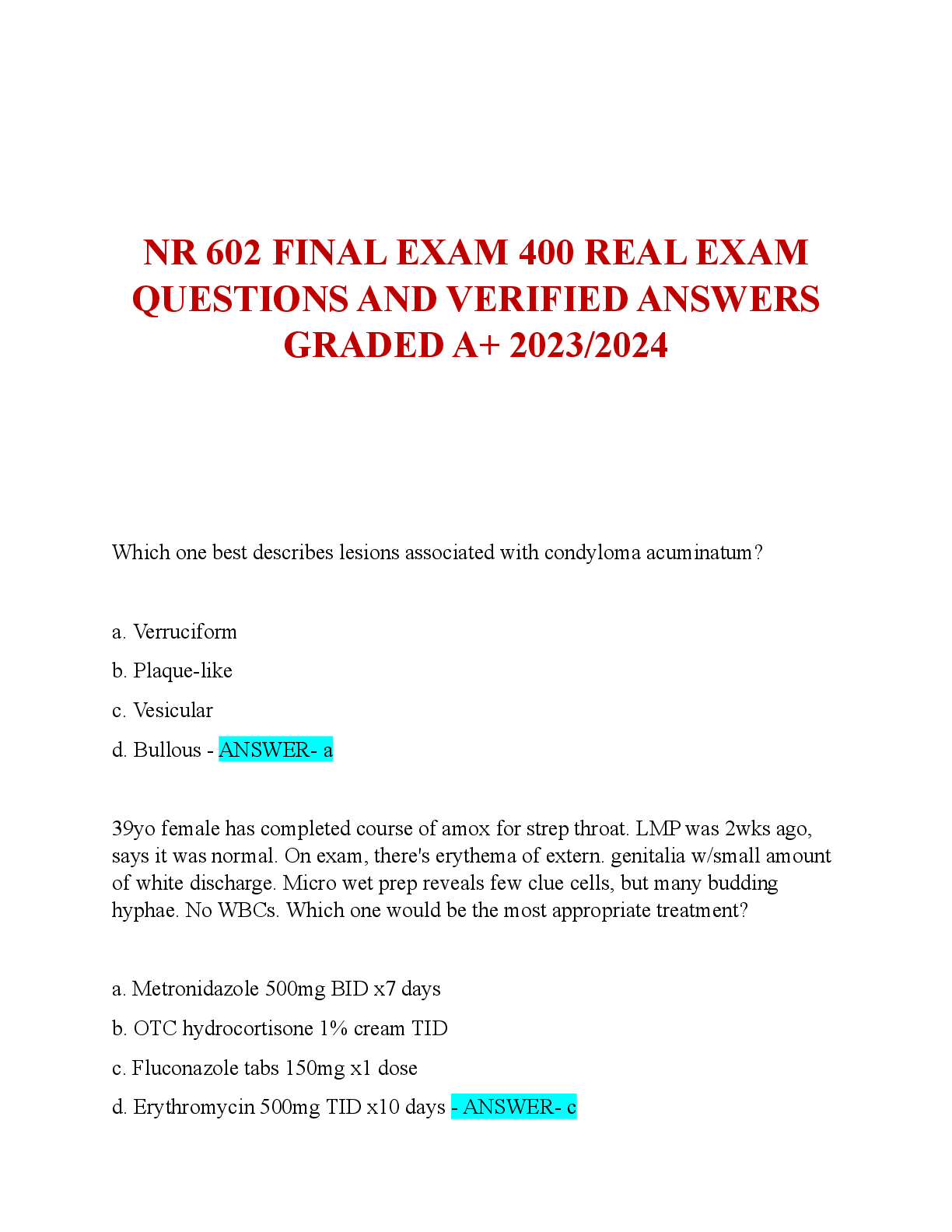 Preview image for NR 602 FINAL EXAM_400_REAL_EXAM_QUESTIONS_AND_VERIFIED_ANSWERS_GRADED_A.pdf