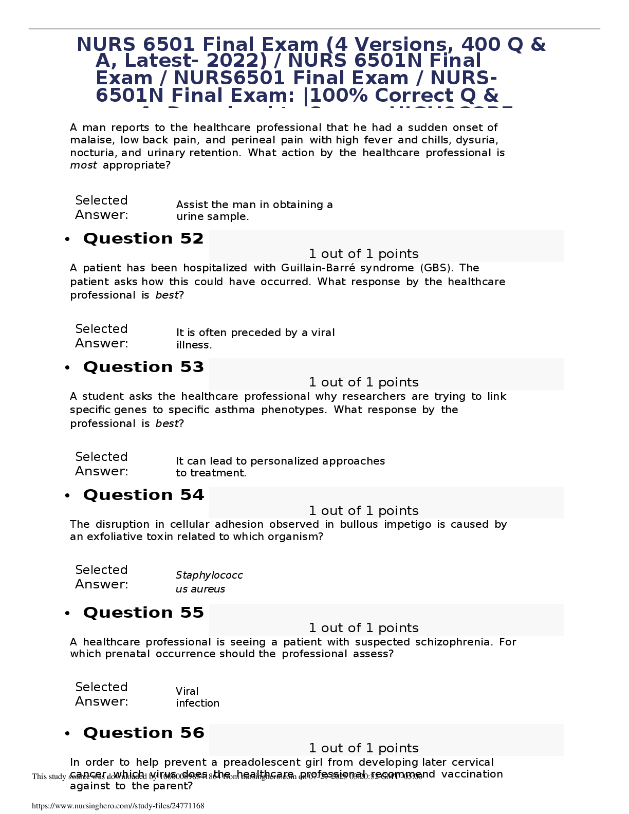 Preview image for NURS 6501 Final Exam__4_Versions__400_Q___A__Latestww_2022___NURS_6501N_Final_Exam_NURS6501_Final_Ex