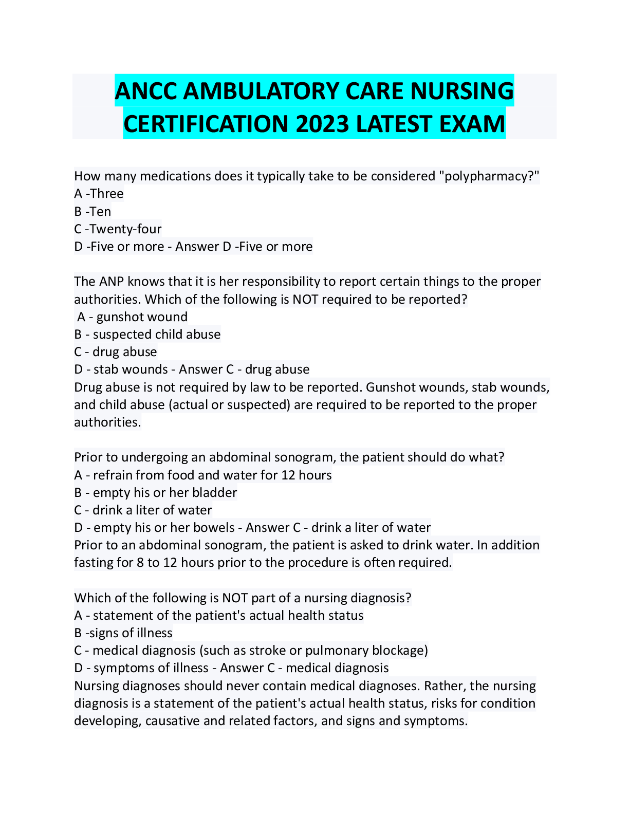 Preview image for ANCC AMBULATORY CARE NURSING_CERTIFICATION_2023_LATEST_EXAM_.pdf (2)