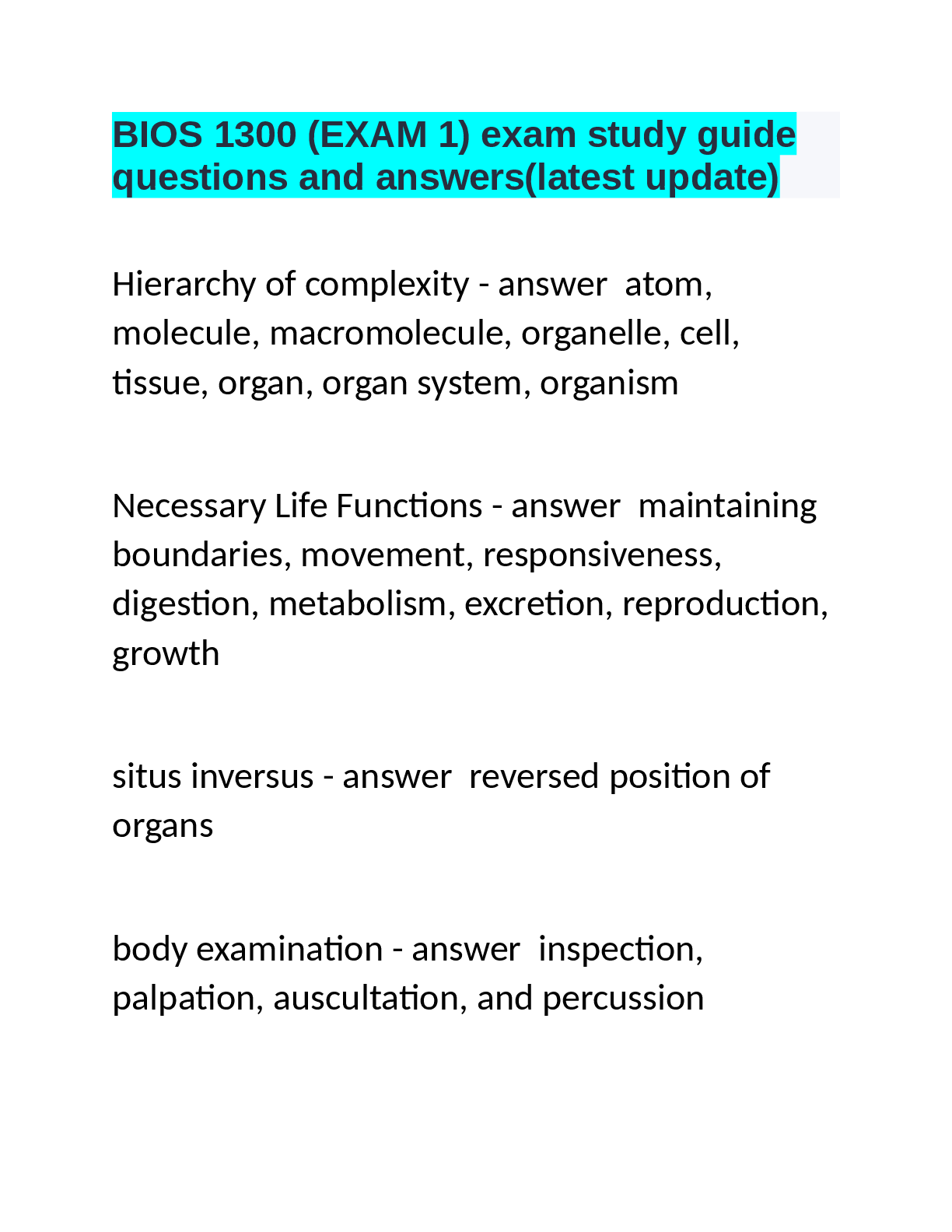 Preview image for BIOS 1300 Final Exam__Nielsen__OHIO_University_exam_study_guide_questions_and_answers_latest_update_