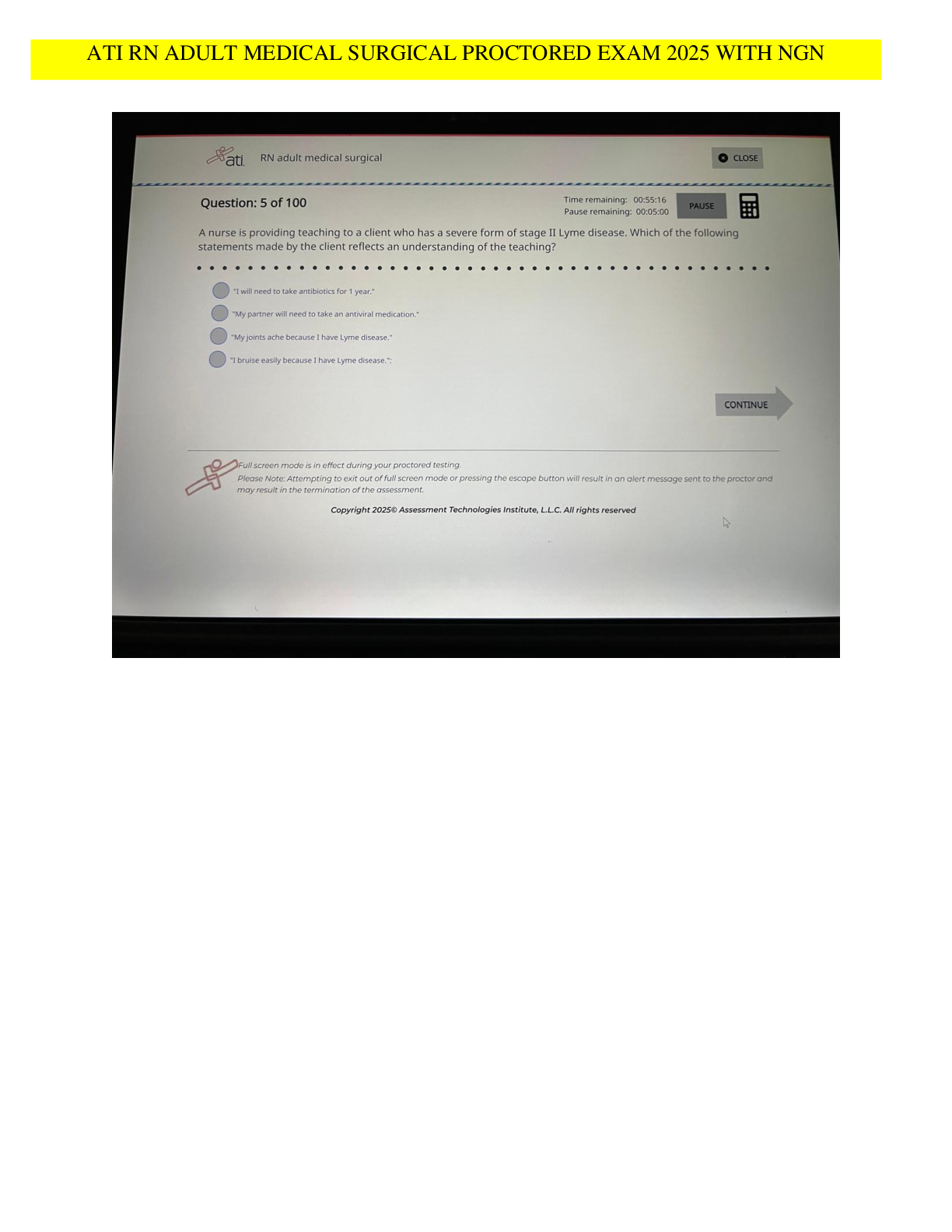 Preview image for ATI RN Adult Medical Surgical Proctored Exam 2025 with NGN