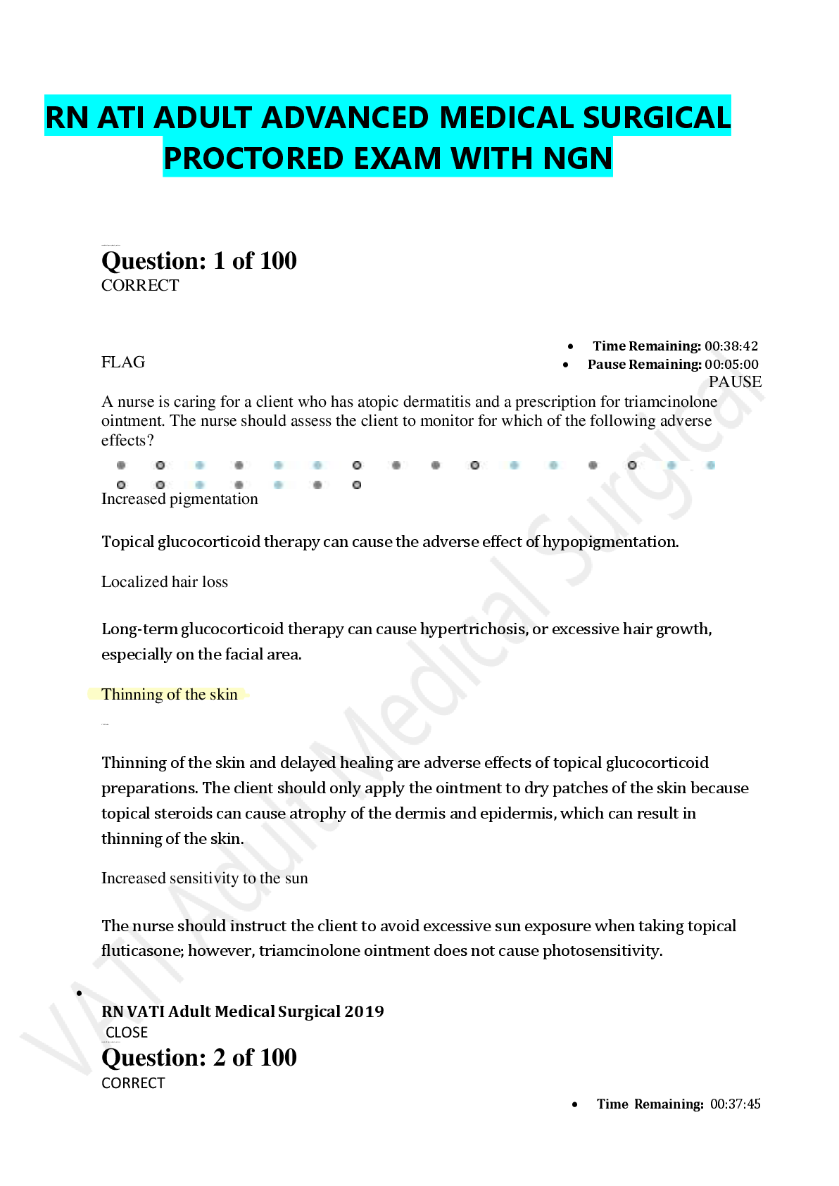 Preview image for ATI RN Adult Medical Surgical Proctored Exam 2025 with NGN