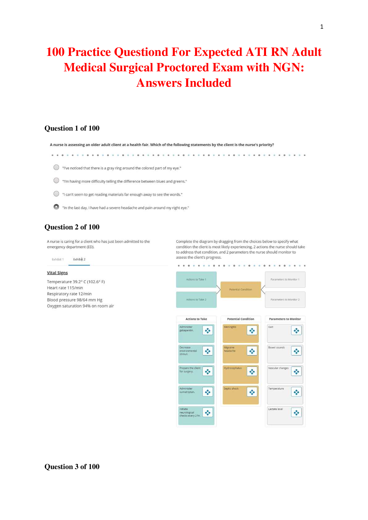 Preview image for ATI RN Adult Medical Surgical Proctored Exam 2025 with NGN