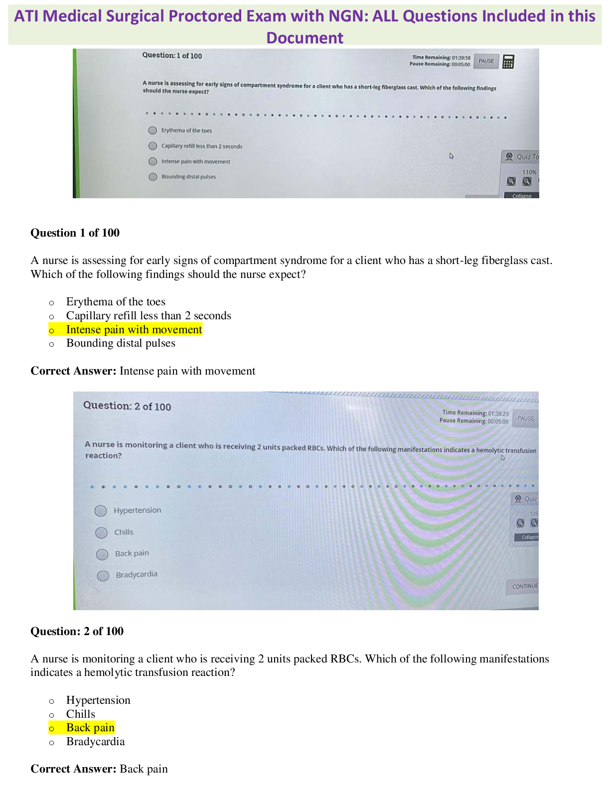 Preview image for ATI RN Adult Medical Surgical Proctored Exam 2025 with NGN