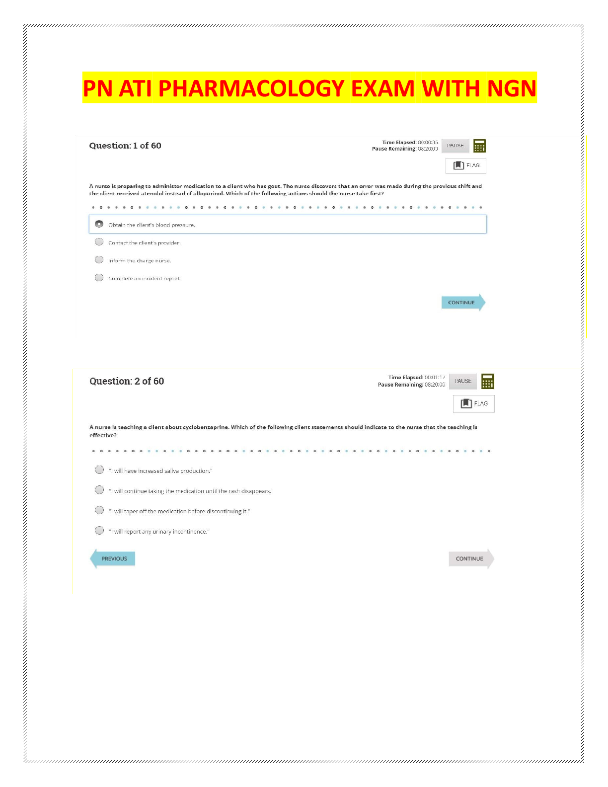 Preview image for ATI PN Pharmacology 2023 Latest 2025 Proctored Exam with NGN 60 Questions & Answers to Pass PN ATI Pharmacology Proctored Exam with NGN.