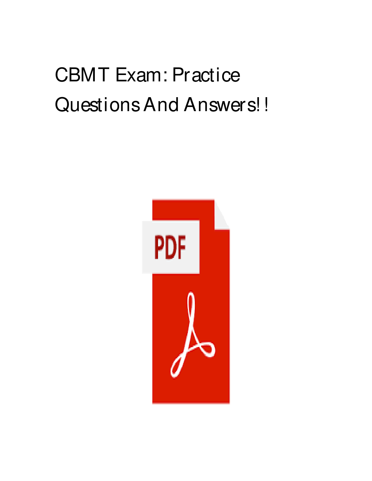 Preview image for CBMT EXAM PRACTICE VERSION A, B AND C ACTUAL EXAM 300 QUESTIONS AND CORRECT DETAILED ANSWERS WITH RATIONALES (VERIFIED ANSWERS