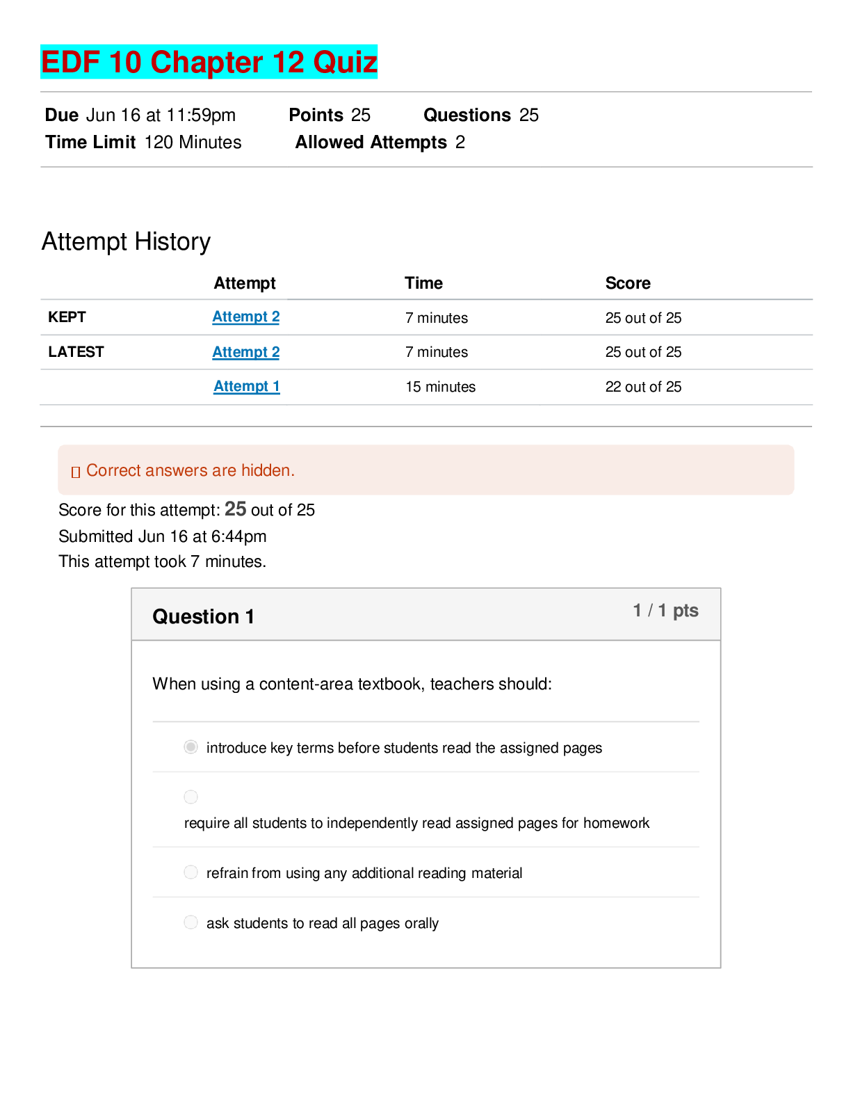 EDF 10 Chapter 12 Quiz | University of Florida