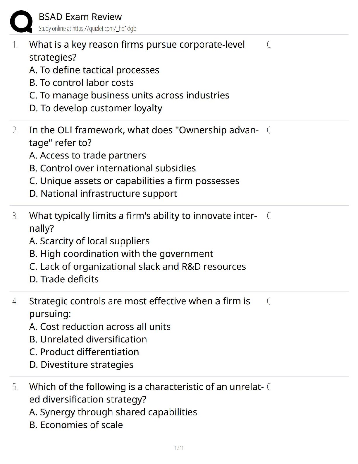 Preview image for BSAD Exam Review