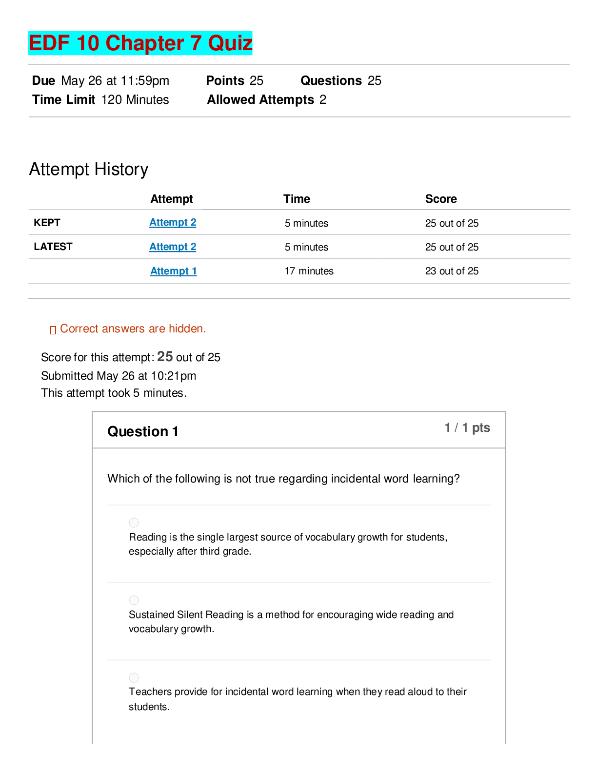 EDF 10 Chapter 7 Quiz | University of Florida