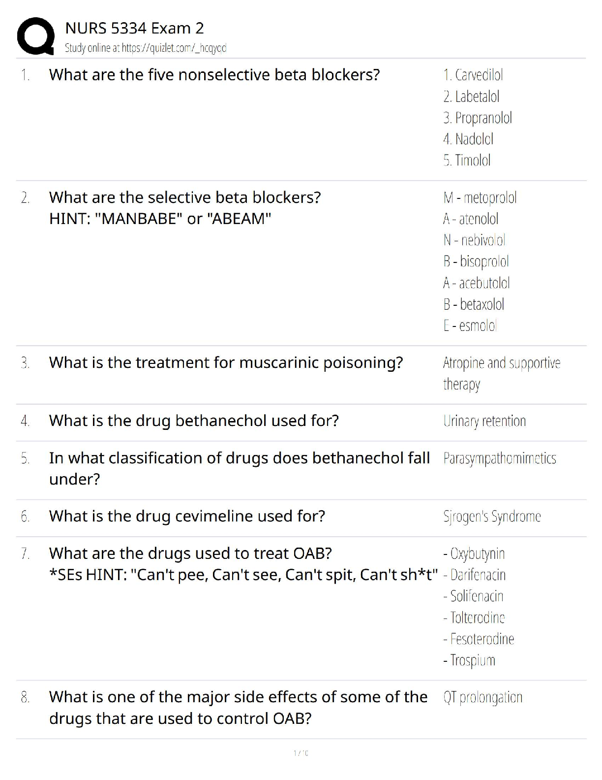 Preview image for pharmacology and pathophysiology prep NURS 5334 Exam 2