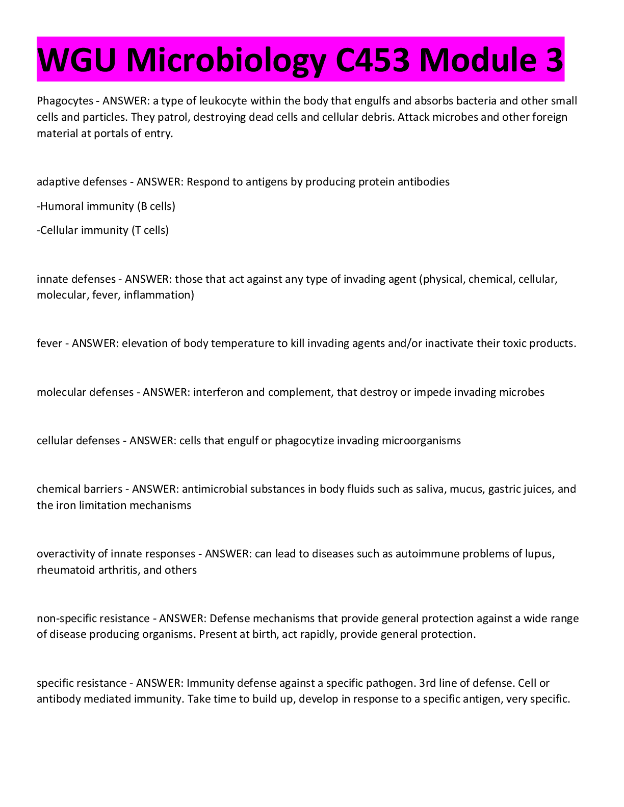 Preview image for WGU Microbiology C453 Module 3