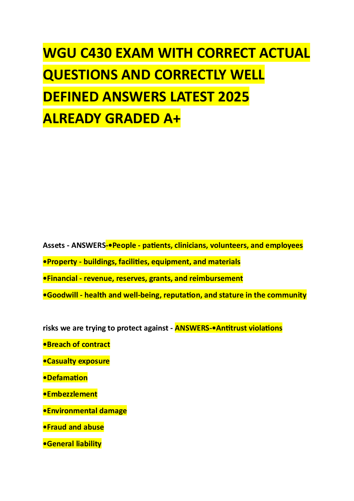 Preview image for WGU C430 EXAM WITH CORRECT ACTUAL QUESTIONS AND CORRECTLY WELL DEFINED ANSWERS LATEST 2025 ALREADY GRADED A+