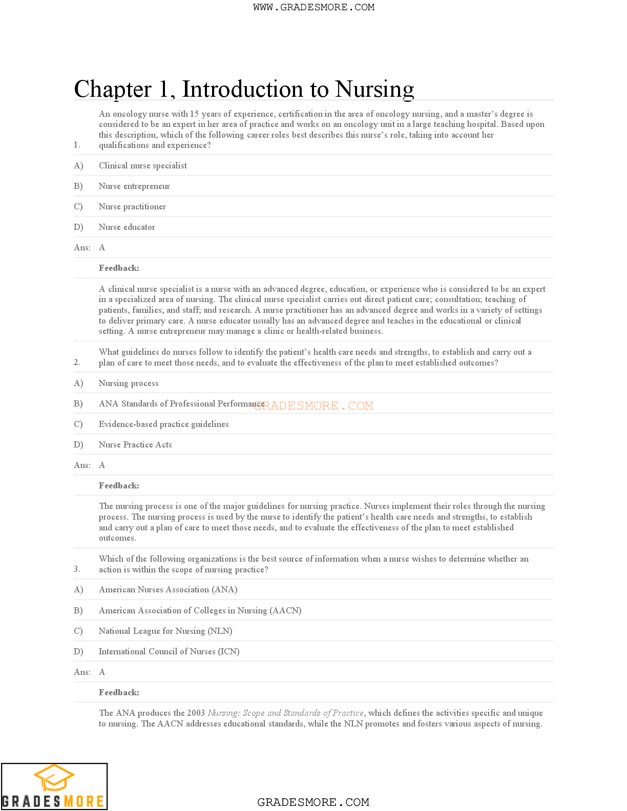 Preview image for FundamentalsofNursing9thedition TestBank
