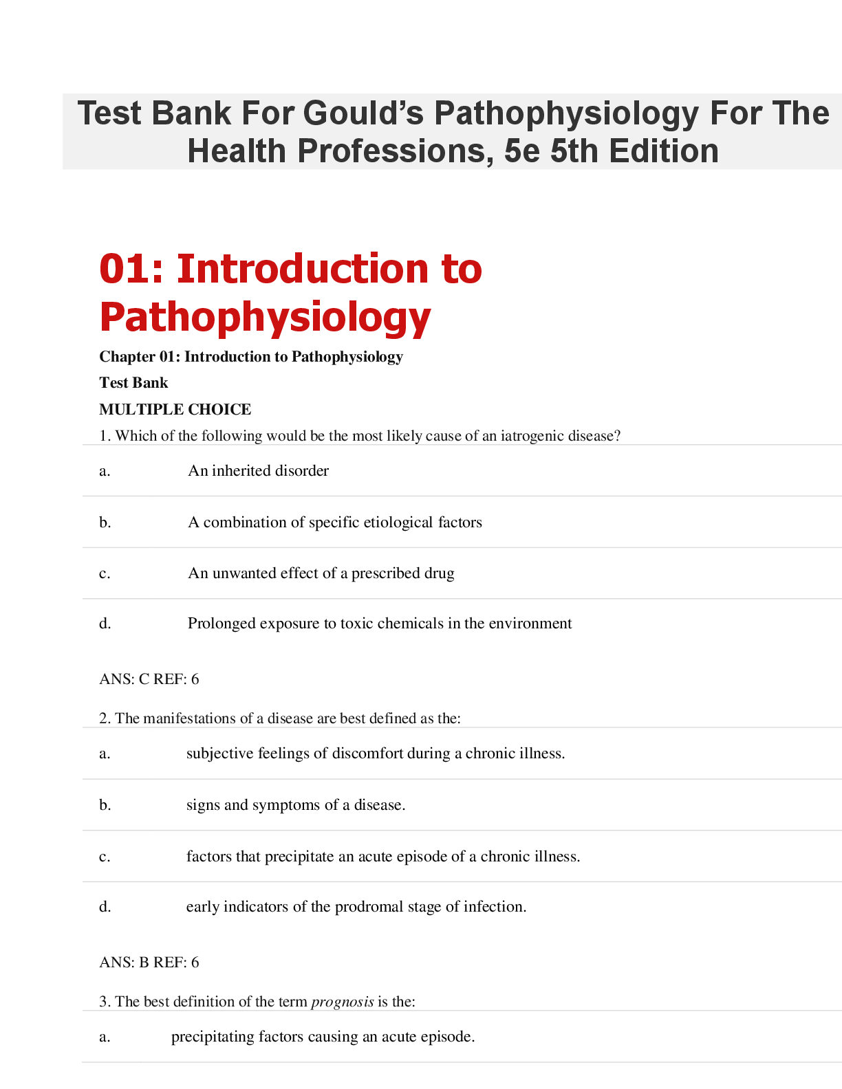 Preview image for Test Bank For Gould's Pathophysiology For TheHealth Professions, 5e 5th Edition (1)