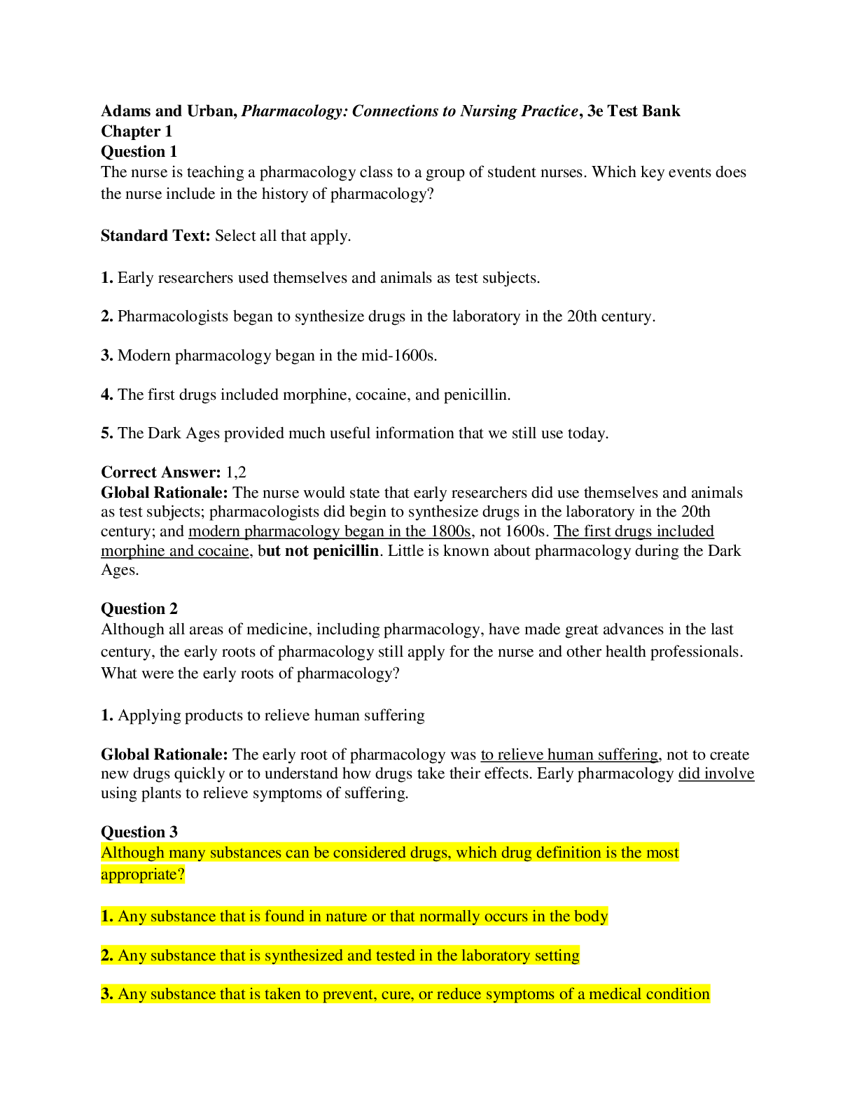 Preview of Adams and Urban, Pharmacology Connections to Nursing Practice