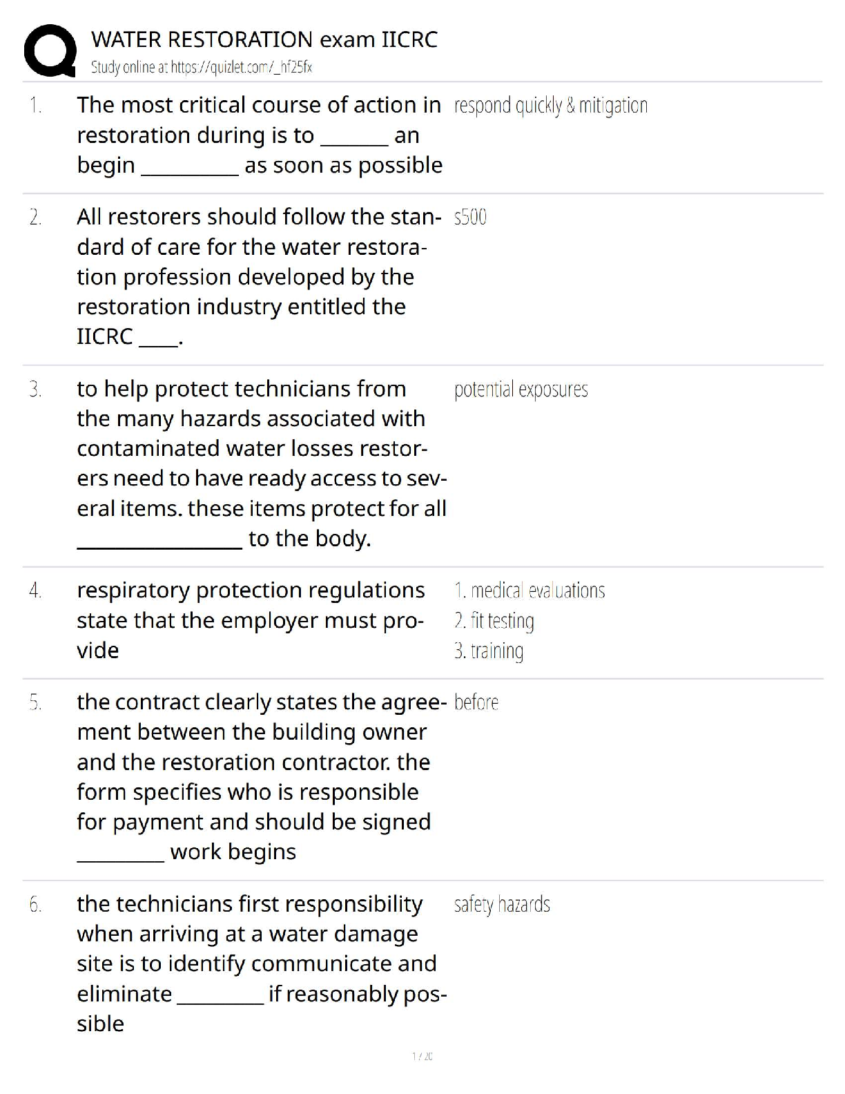 Preview image for WATER RESTORATION exam IICRC