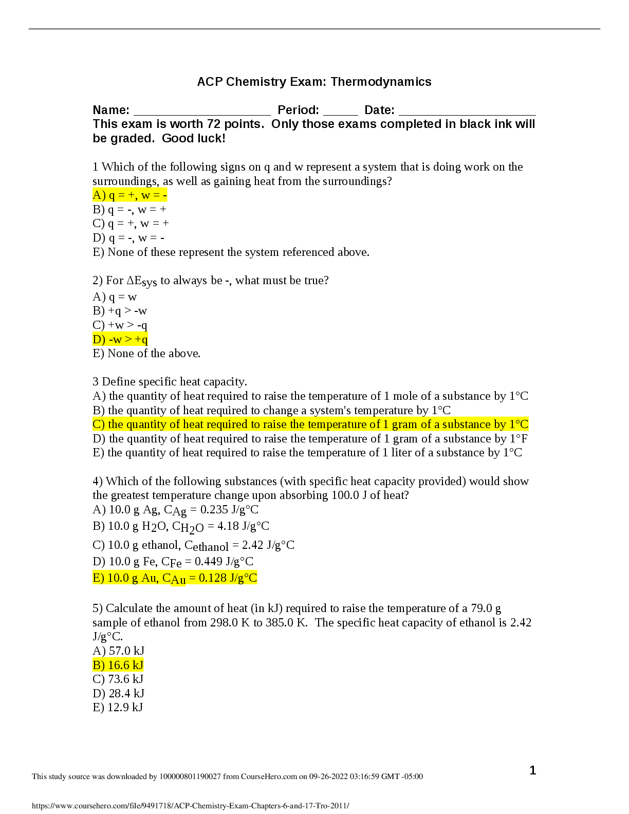 Preview image for ACP_Chemistry_Exam_Chapters_6_and_17_Tro_2011