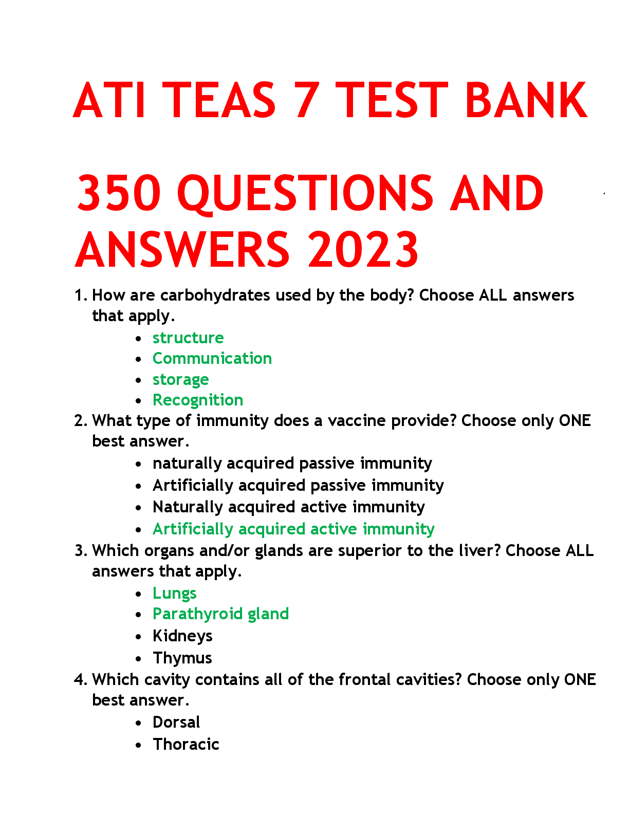 Preview image for ATI TEAS 7 TESTBANK